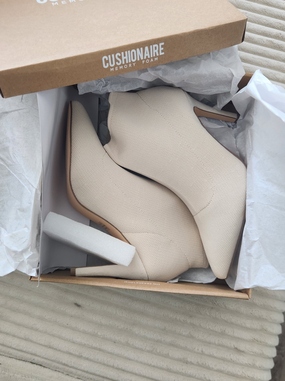 Cushionaire Cream Pointed Toe Sock Booties - Women's Ankle Boots